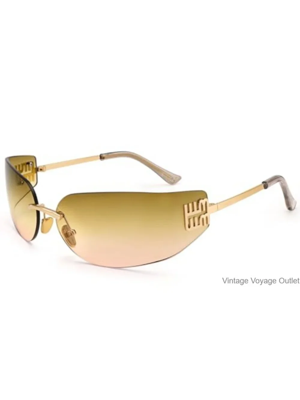 Rimless Wrap Around Sunglasses with UV Protection